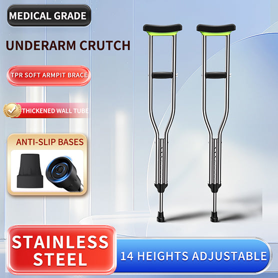 Aluminum Crutches, Weight Capacity 500lbs, Black, A Pair.