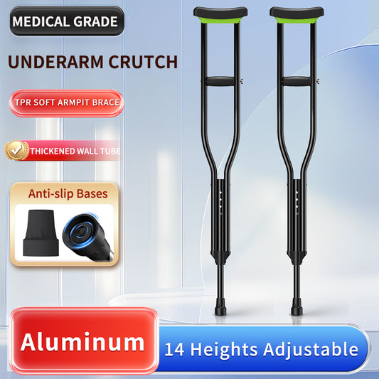 Aluminum Crutches, Weight Capacity 500lbs, Black, A Pair.