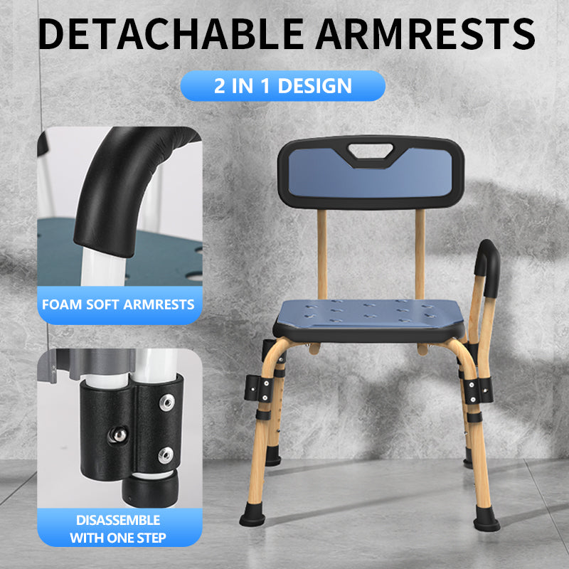 Shower Chair for Inside Shower, Elegant Black, Weight Capacity 550LBS.