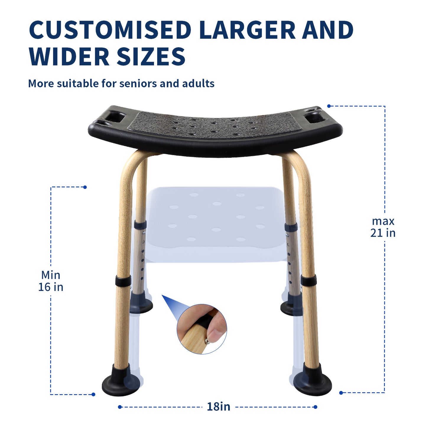 Shower Stool 350lbs, Elegant Black, Weight Capacity 550LBS.