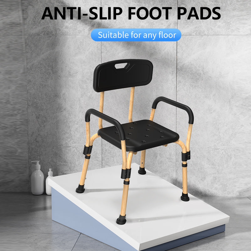Shower Chair for Inside Shower, Elegant Black, Weight Capacity 550LBS.
