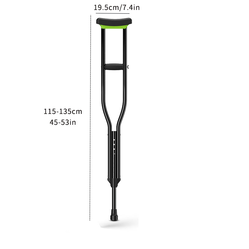 Stainless Steel Crutches, Weight Capacity 500lbs, Black, A Pair.