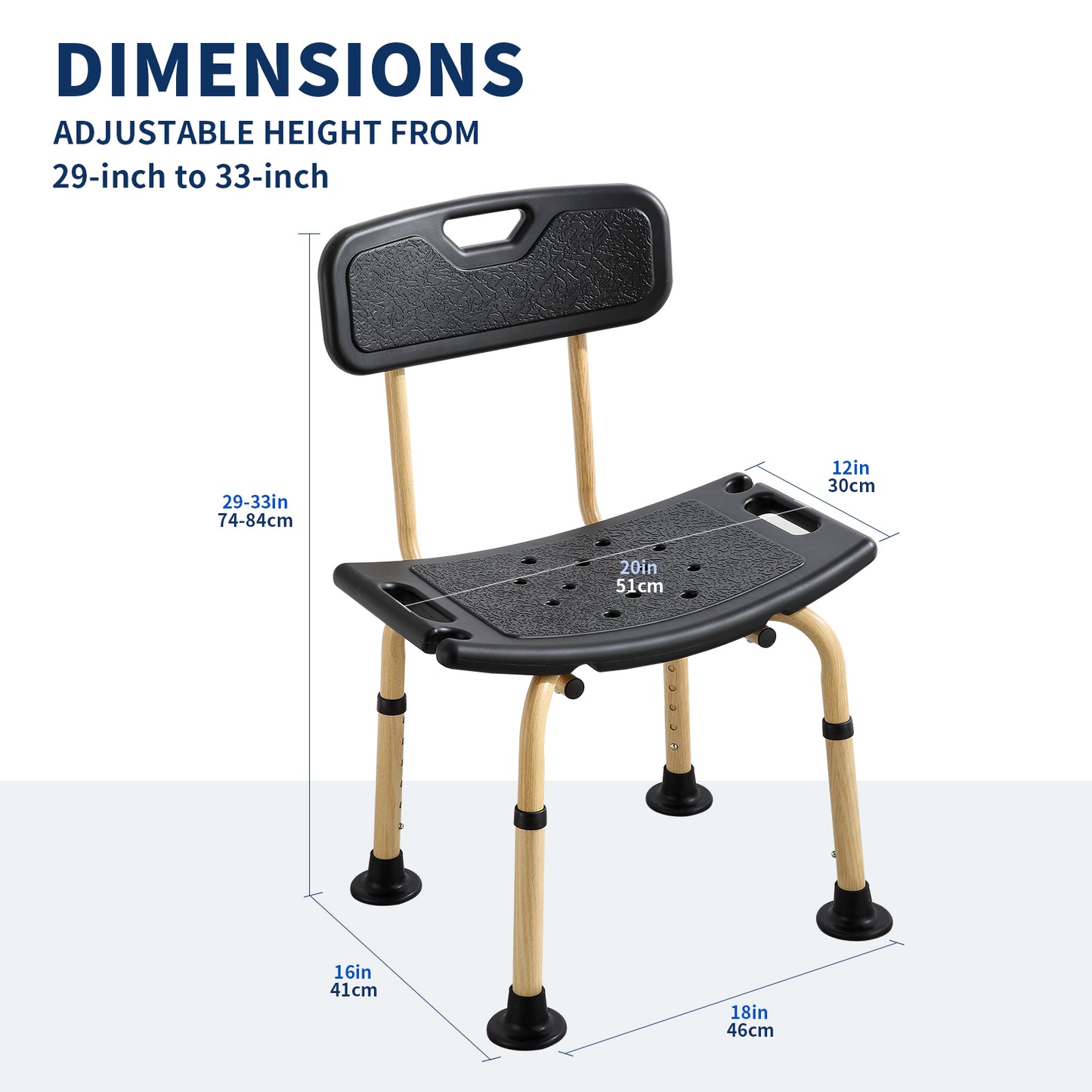 Shower Chair 350lbs, Elegant Black, Weight Capacity 550LBS.