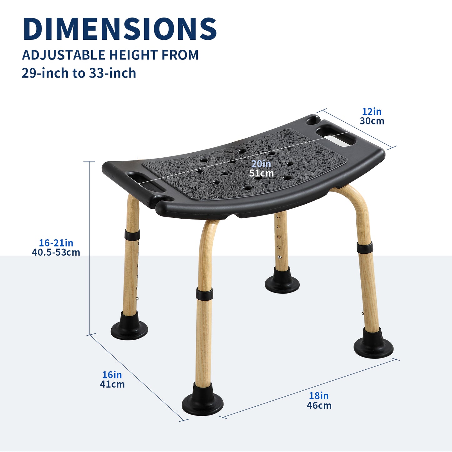 Shower Stool 350lbs, Elegant Black, Weight Capacity 550LBS.