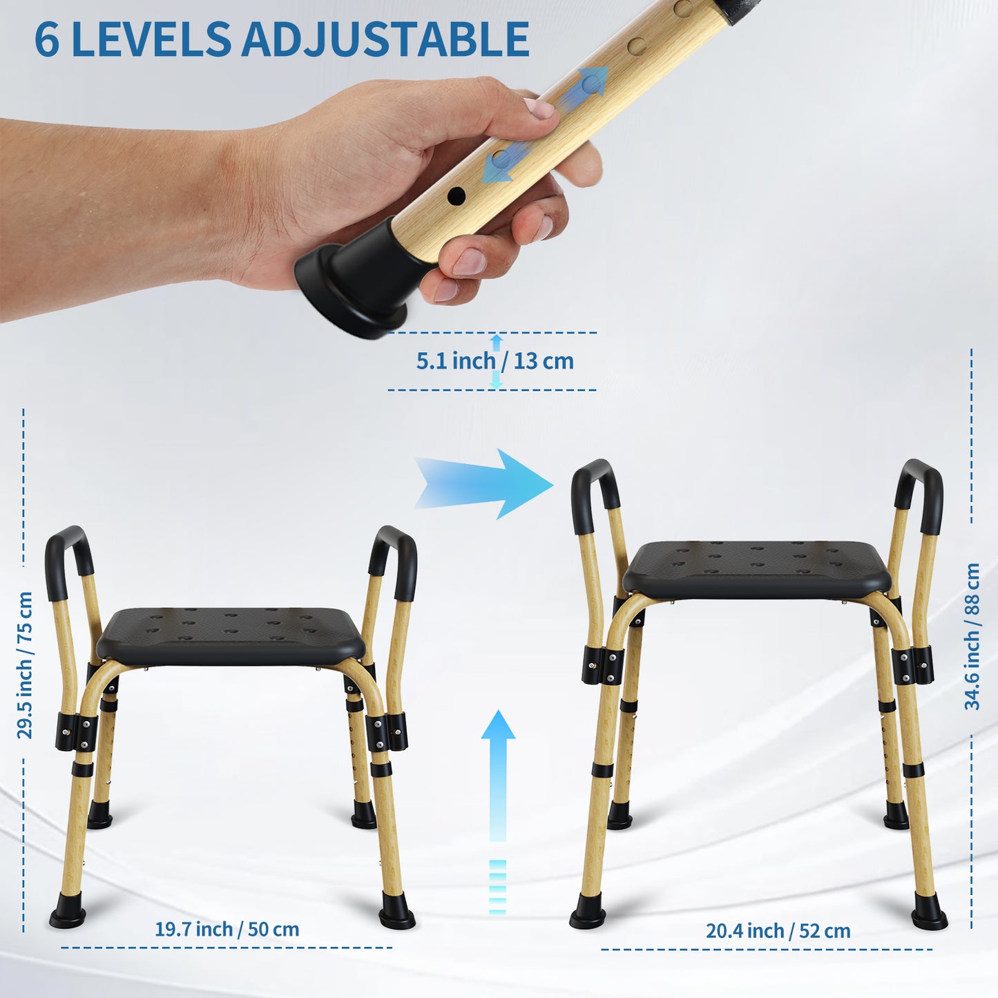 Shower Stool for Inside Shower, Elegant Black, Weight Capacity 550LBS.