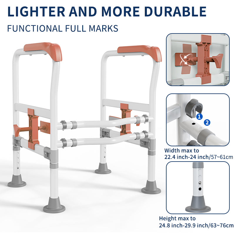 Elegant Toilet Handrail, Support weight: 550 LBS, Rose Red.