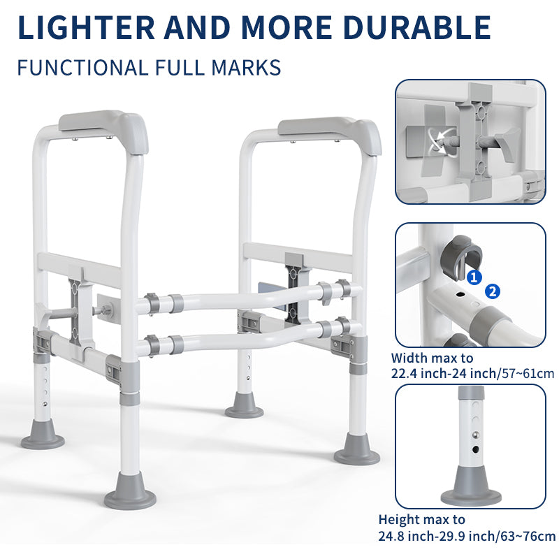 Elegant Toilet Handrail, Support weight: 550 LBS, Light Grey.