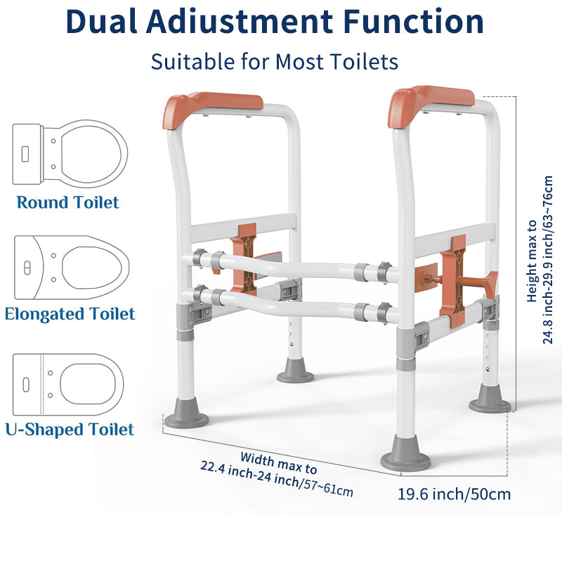 Elegant Toilet Handrail, Support weight: 550 LBS, Rose Red.