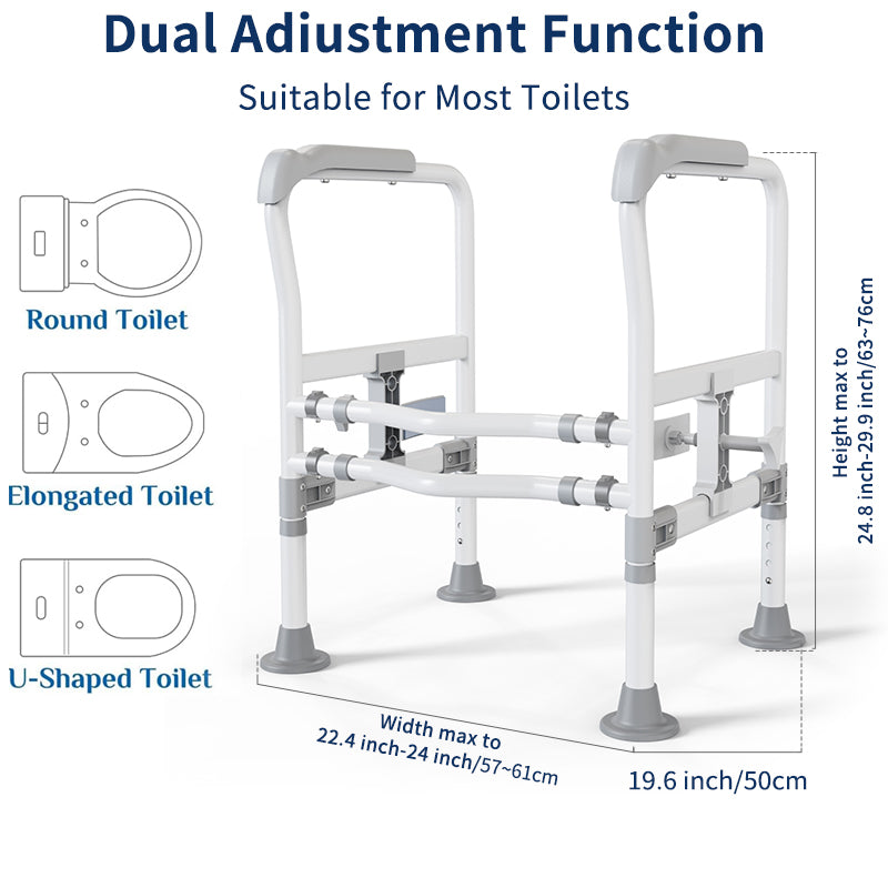 Elegant Toilet Handrail, Support weight: 550 LBS, Light Grey.