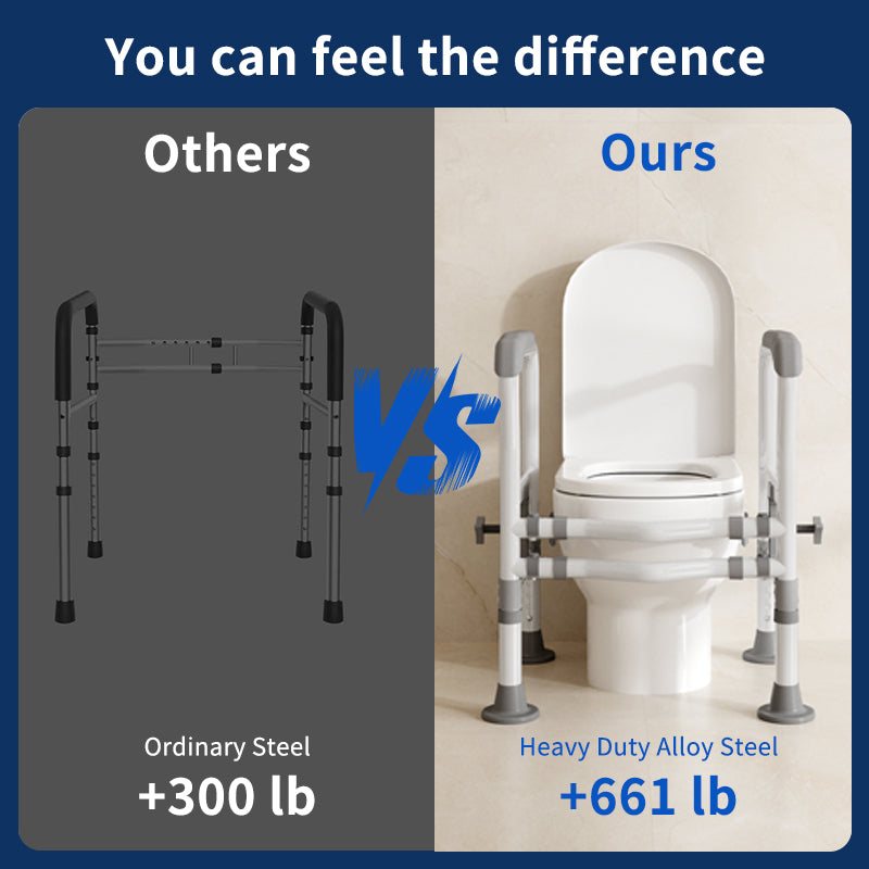 Elegant Toilet Handrail, Support weight: 550 LBS, Light Grey.