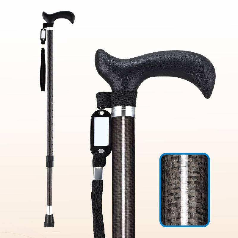 Carbon Fiber Cane, Ultralight 0.6lbs, Single-Point Cane Tip, Black.