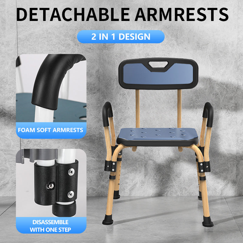 Shower Chair for Inside Shower, Elegant Black, Weight Capacity 550LBS.