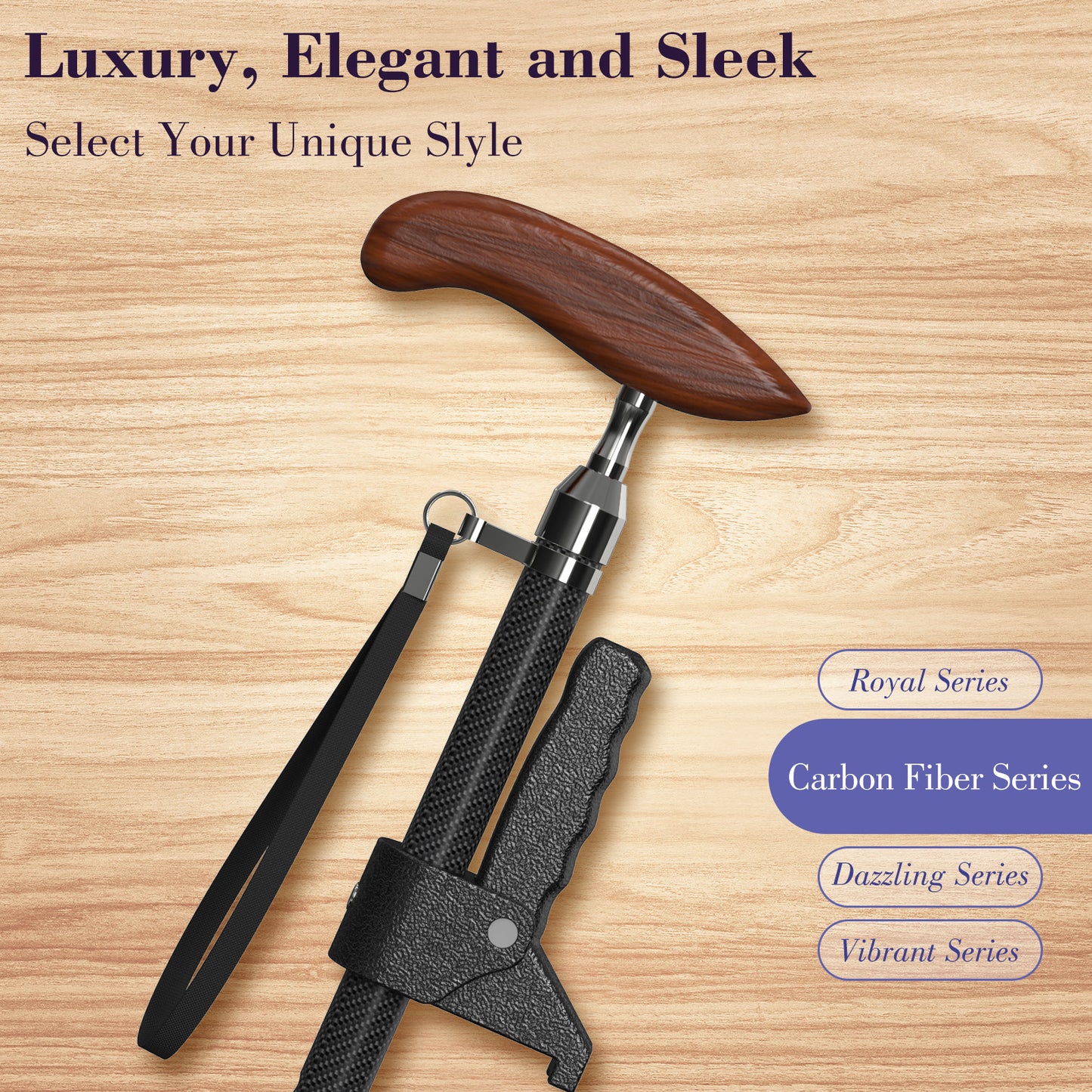 Luxury Carbon Fiber Cane with Wooden Handle