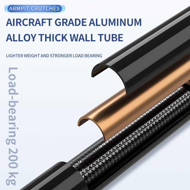 Aluminum Crutches, Weight Capacity 500lbs, Black, A Pair.